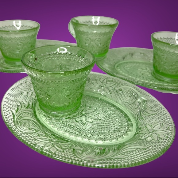Indiana Glass Dining Vintage Indiana Glass Tiara Chantilly Green